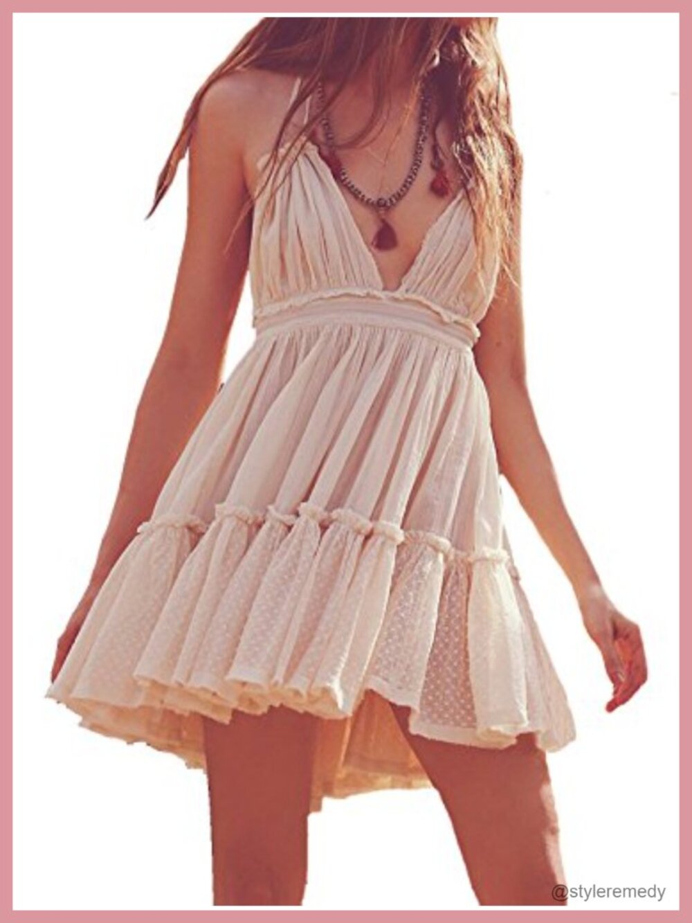 R.Vivimos Women's Halter Mini Dress Rayon Cotton Backless V-Neck